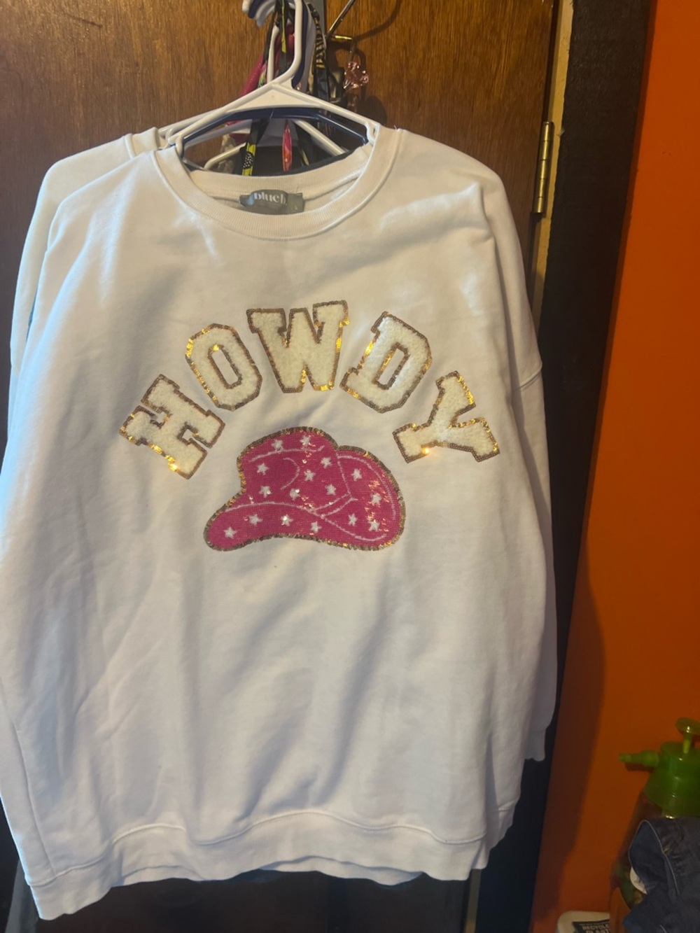 Howdy Sequin Sweatshirt with Pink Cowboy Hat